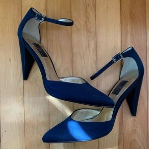 Gorgeous matte navy satin heels